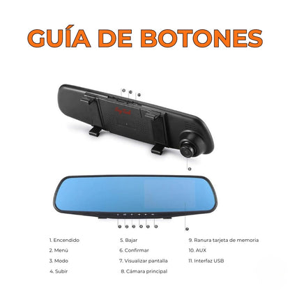 Espejo Retrovisor Doble Cámara Full HD